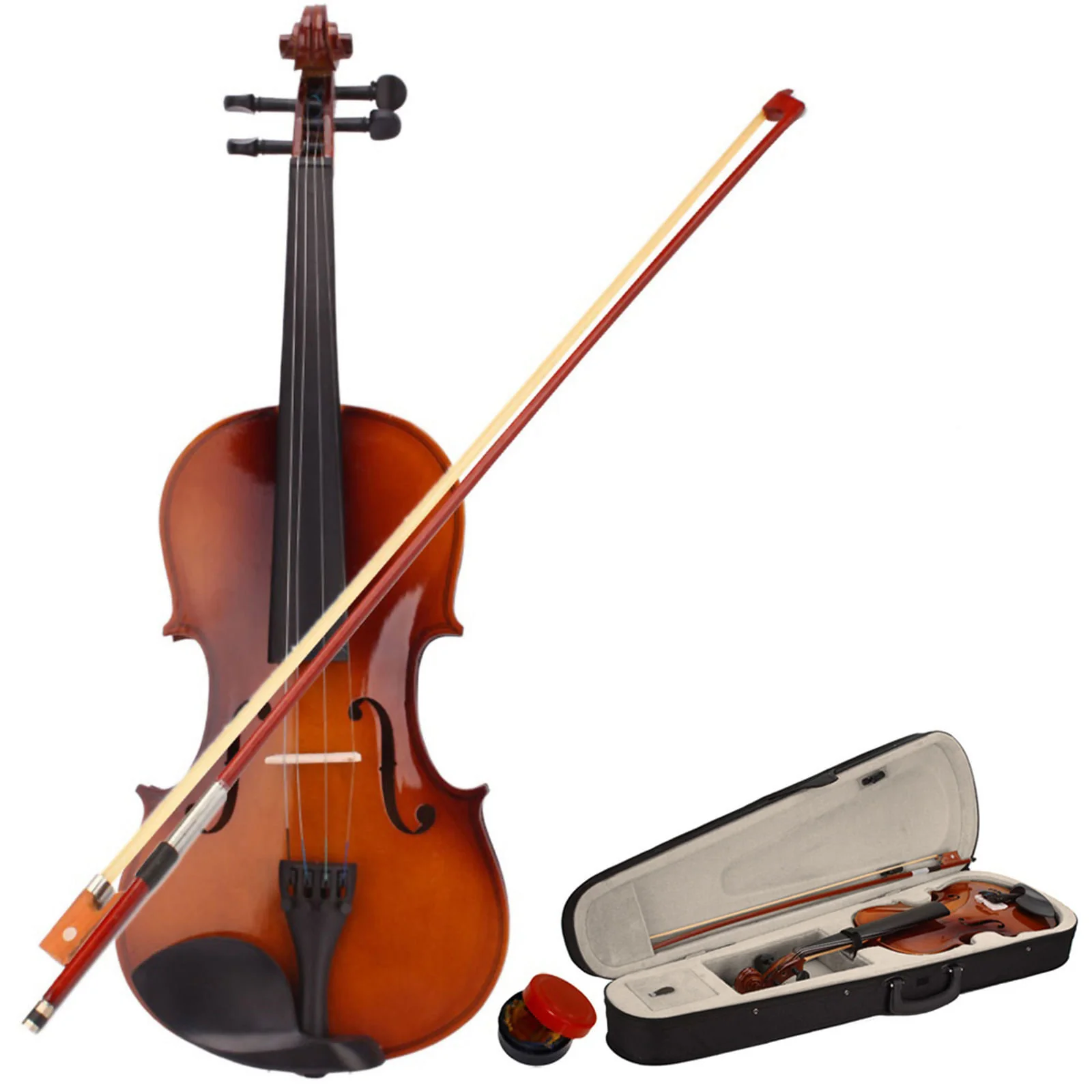 1/4 Size Beginner Violin Set Natural Solid Wood with Bow Rosin and Case - Image 13