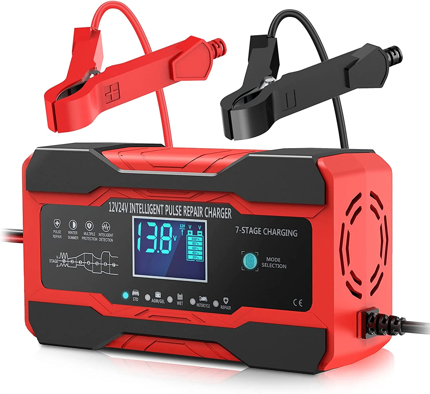 10 Amp Auto Battery Charger for 12V and 24V Cars, Motorcycles, and Trucks - Image 8