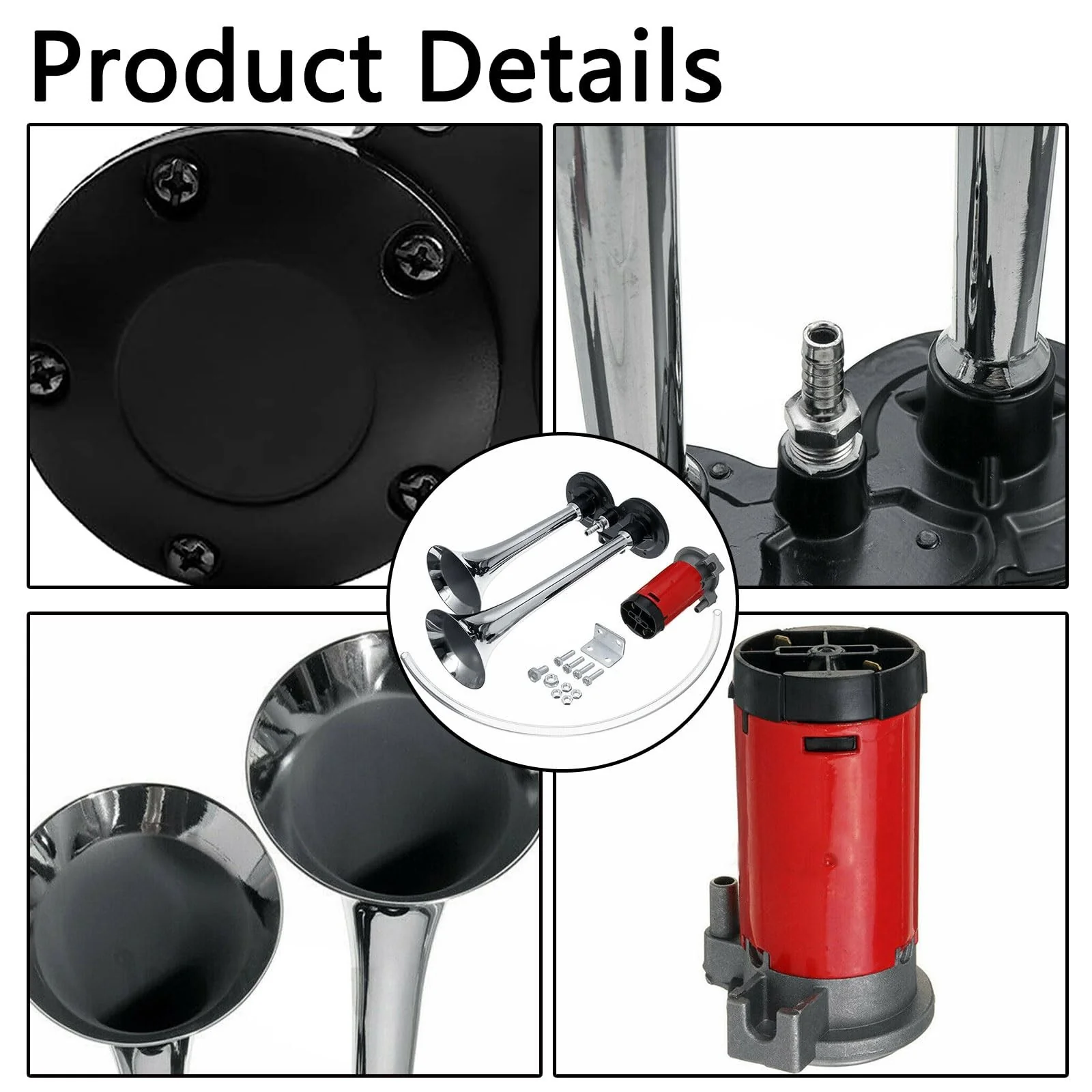 12V Super Loud Silver Air Horn Kit for Train, Truck, Car, SUV, and Boat - Image 6