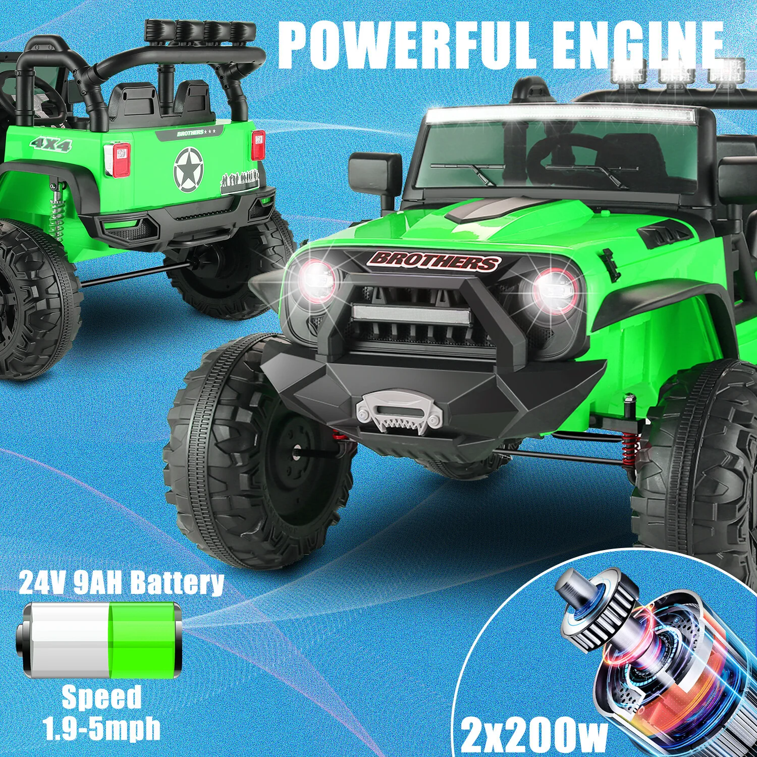 12/24V Large Electric Ride-On Truck for Kids with Parental Remote Control - Image 27