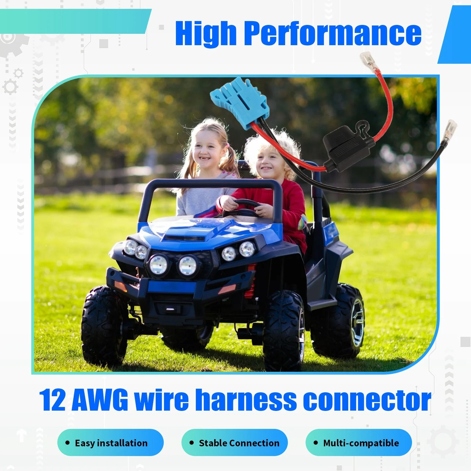 12 AWG Wire Harness Connector Replacement Compatible with Peg Perego 12V4371 - Image 2