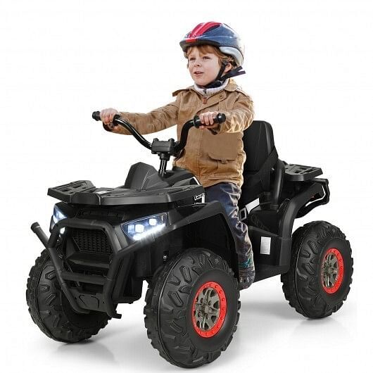 12V Kids Electric 4-Wheeler ATV Quad with MP3 and LED Lights in Black - Image 4