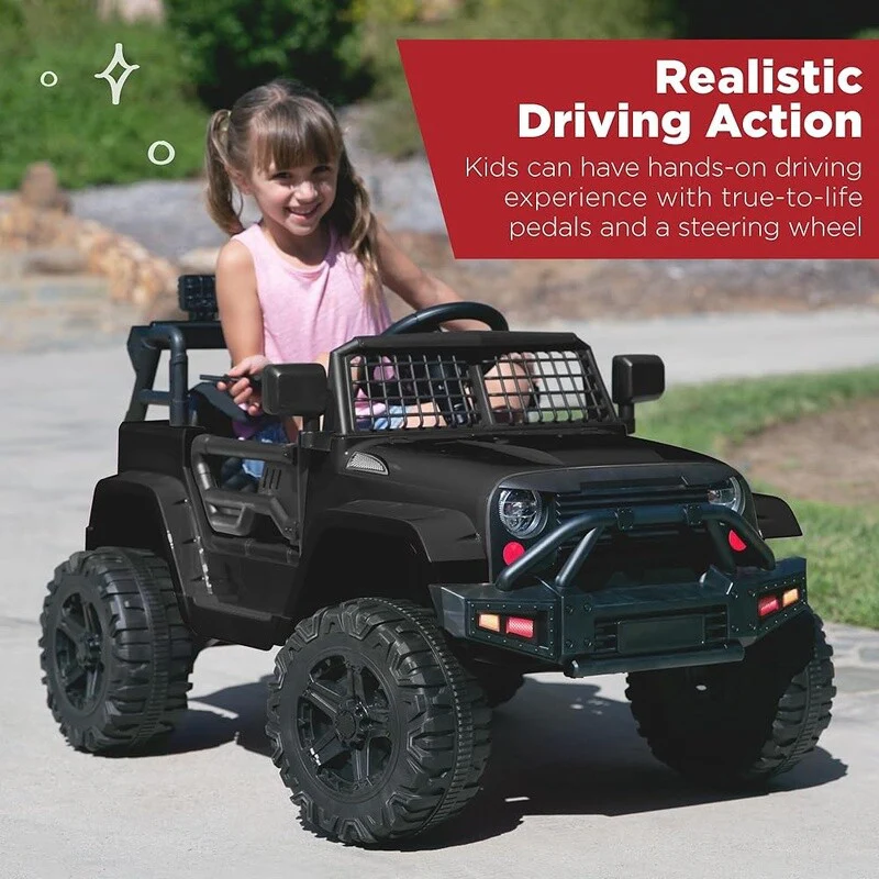 12V Kids Ride-On Truck with Remote Control, Spring Suspension, LED Lights, and AUX Port - Image 4