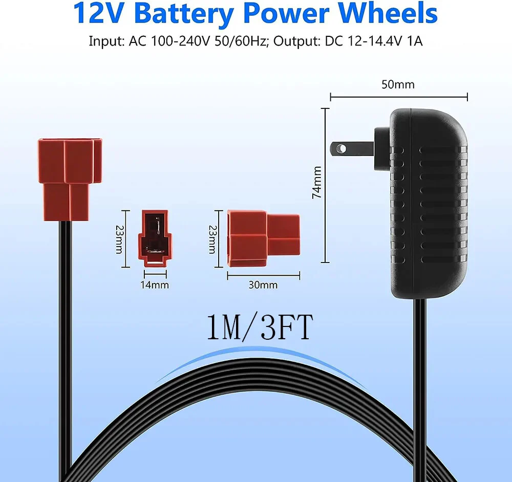12 Volt 1A Battery Charger for Kids Electric Ride-On Cars and Toys - Image 8