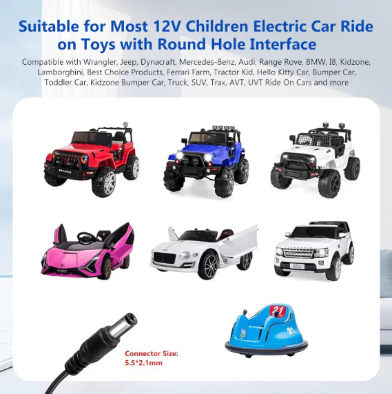 12 Volt 0.9A Battery Charger for Kids Electric Ride-On Car Toys - Image 2