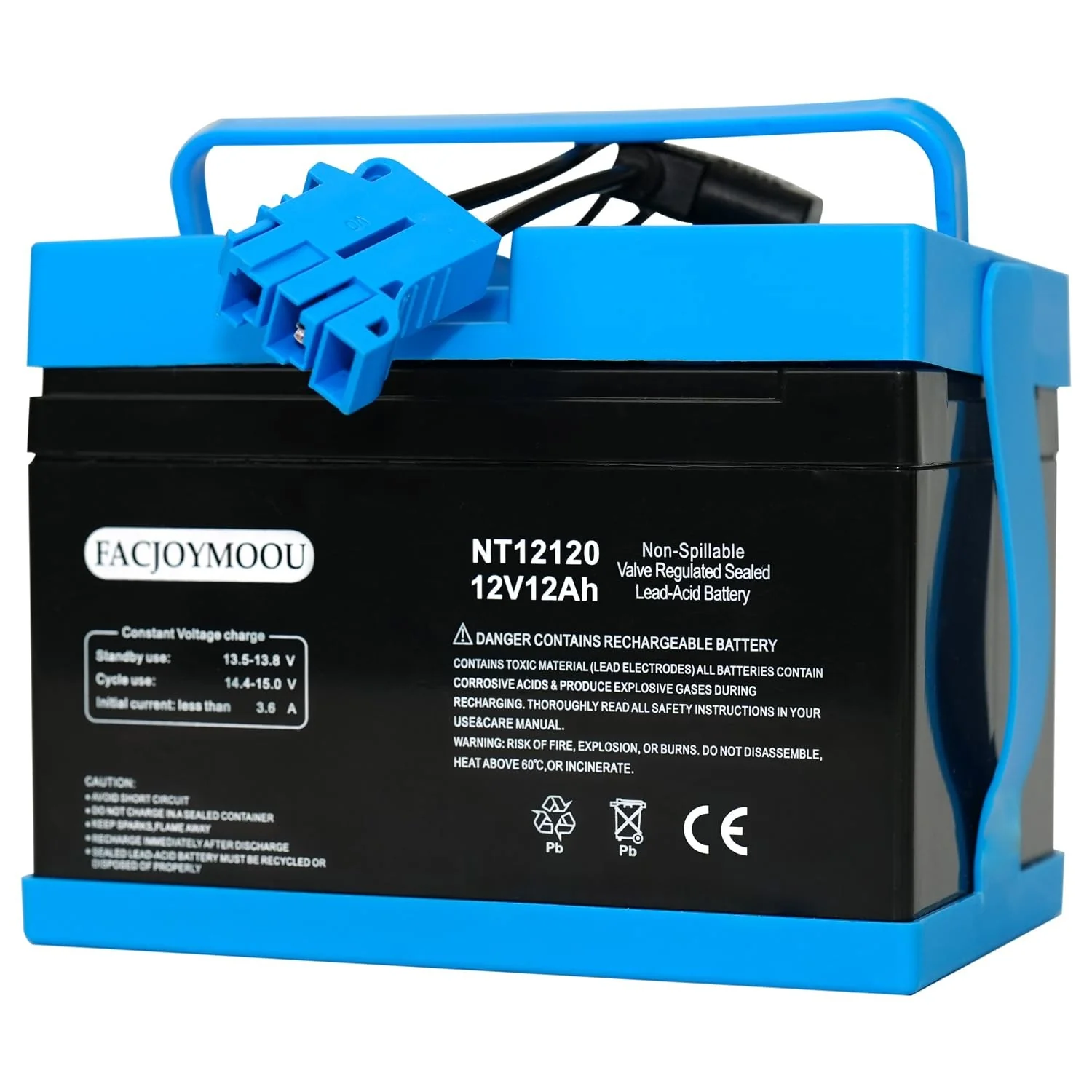 12 Volt Rechargeable Battery Compatible with Peg Perego John Deere Gator Polaris Gaucho Rock'in Case