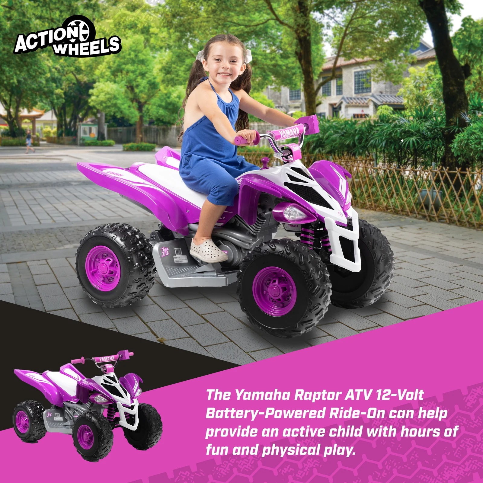 12-Volt Battery-Powered Purple Ride-On ATV with Music for Girls Ages 3-5 Years - Image 8