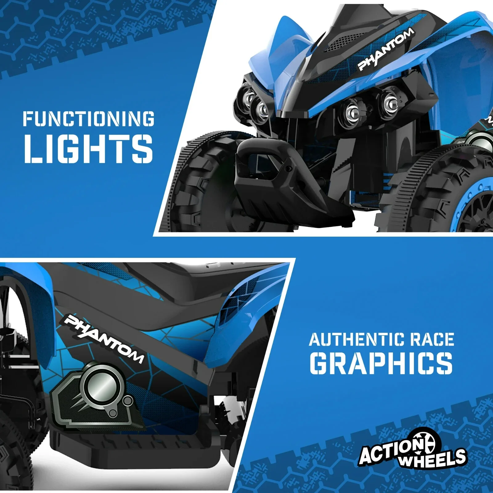 Volt Blue Phantom Battery-Powered ATV with Action Wheels for Boys and Girls - Image 4
