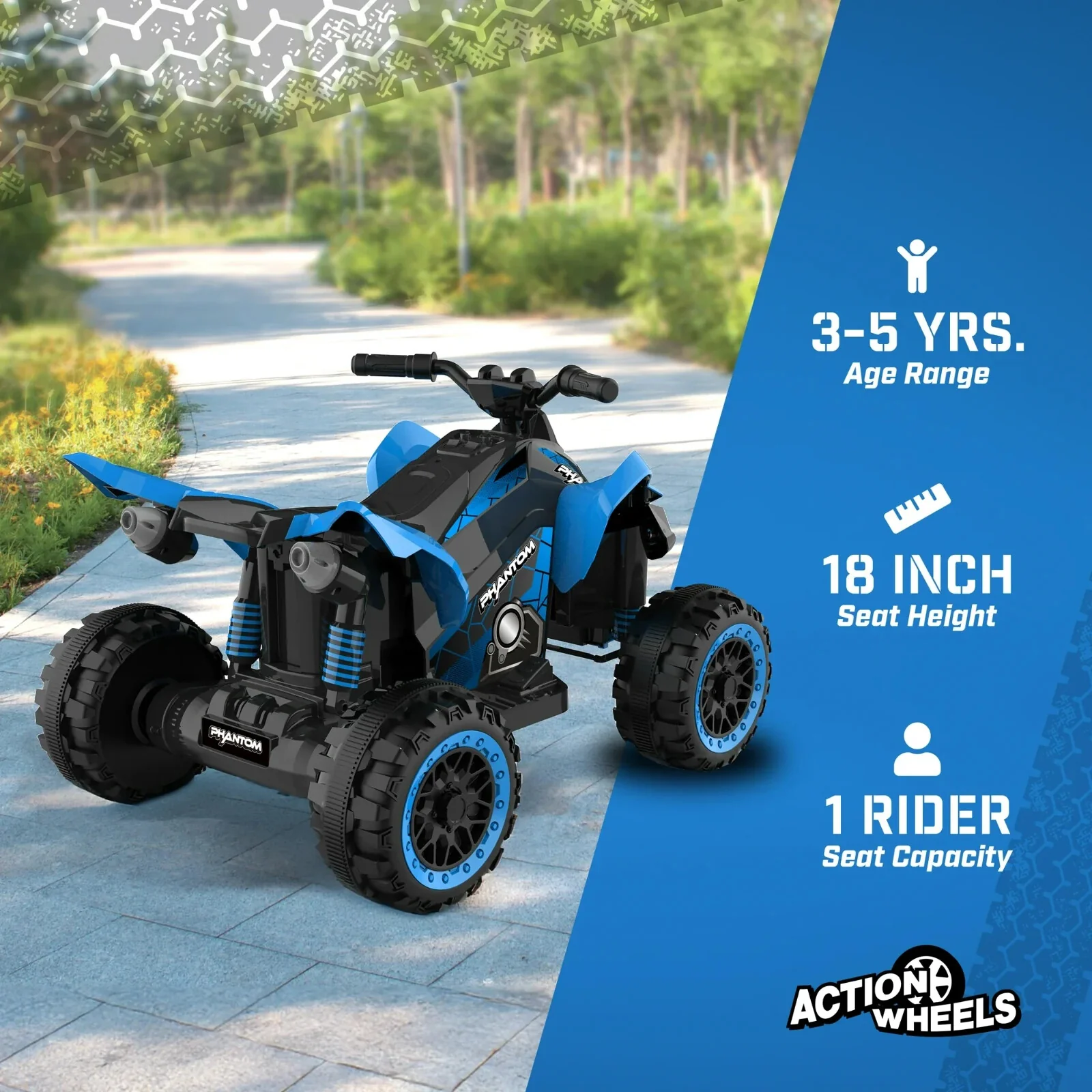 Volt Blue Phantom Battery-Powered ATV with Action Wheels for Boys and Girls - Image 5