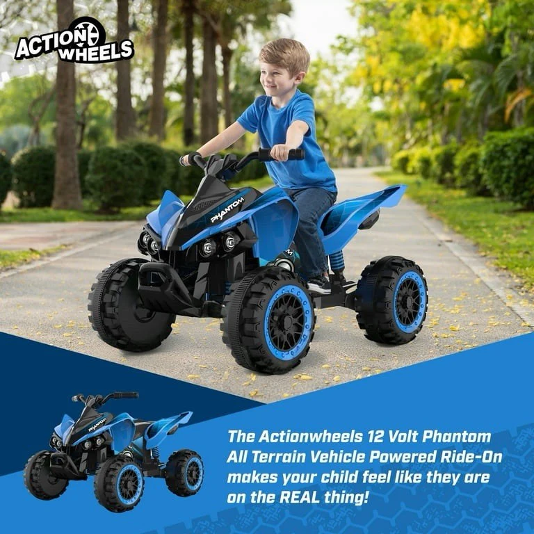 12 Volt Blue Phantom ATV Ride-On with Action Wheels, Battery Powered for Boys and Girls - Image 4
