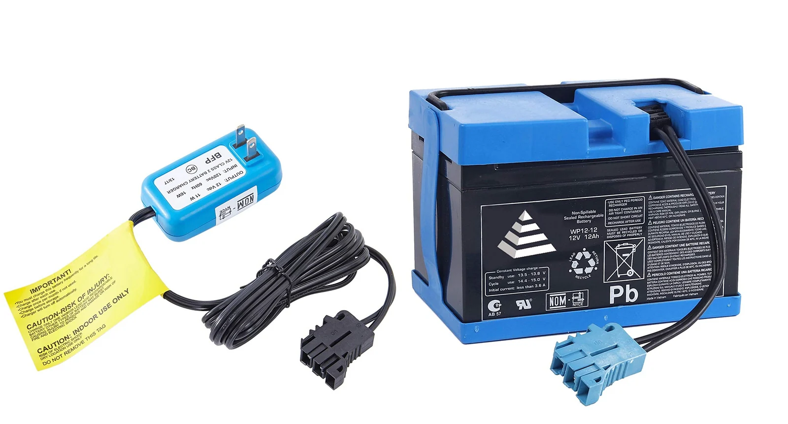 12 Volt 12AH Battery and Charger Combo Kit for Peg Perego Polaris RZR Vehicles
