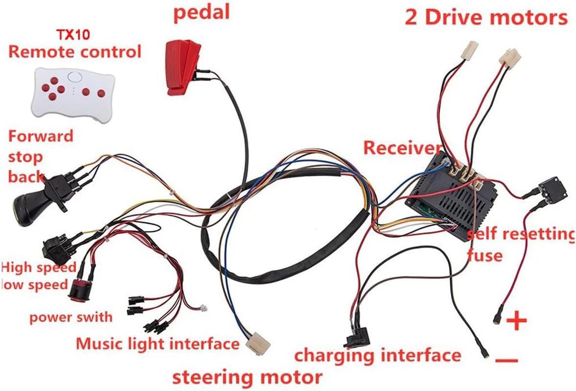 12 Volt Children's Electric Car DIY Modification Kit with Wires, Switch, and 2.4G Bluetooth - Image 2