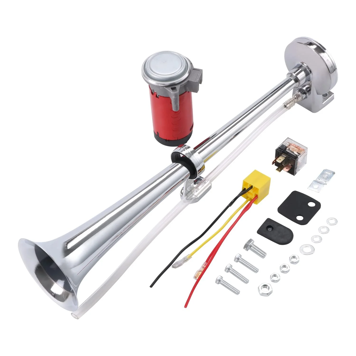 12V 150dB Chrome Zinc Single Train Trumpet Air Horn with Compressor for Trucks - Image 8