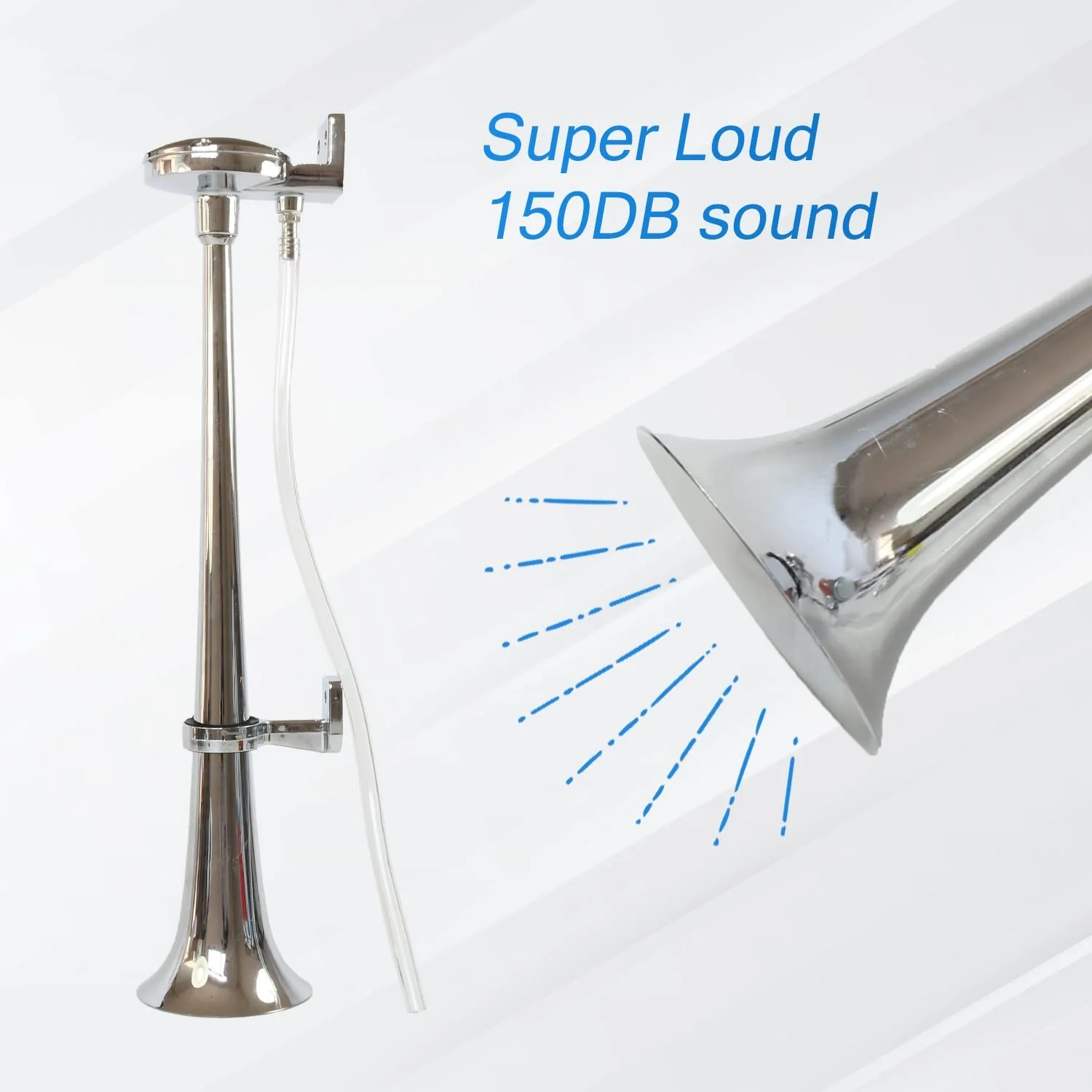 12V 150DB Chrome Zinc Single Train Trumpet Air Horn for Trucks - Image 3