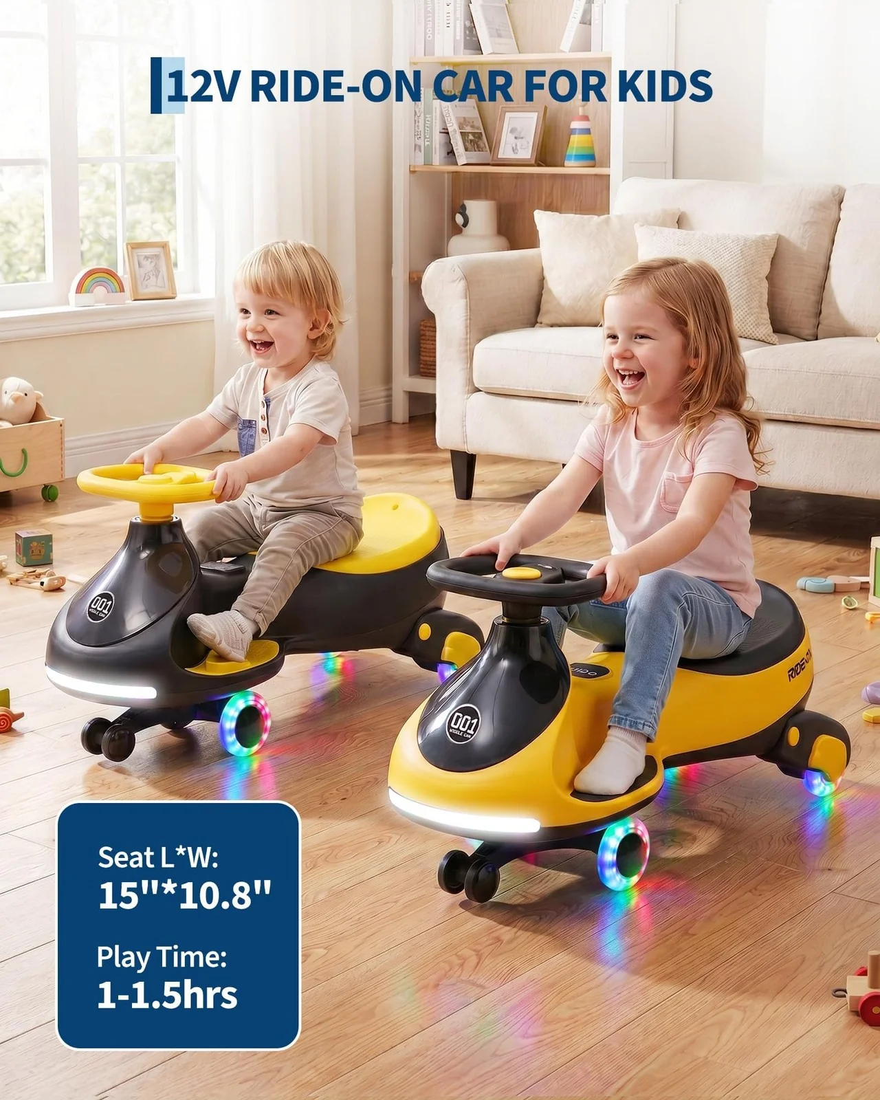 12V Dual-Function Wiggle Car for Kids with Pedal, 360° Steering, and Flashing Wheels - Image 8