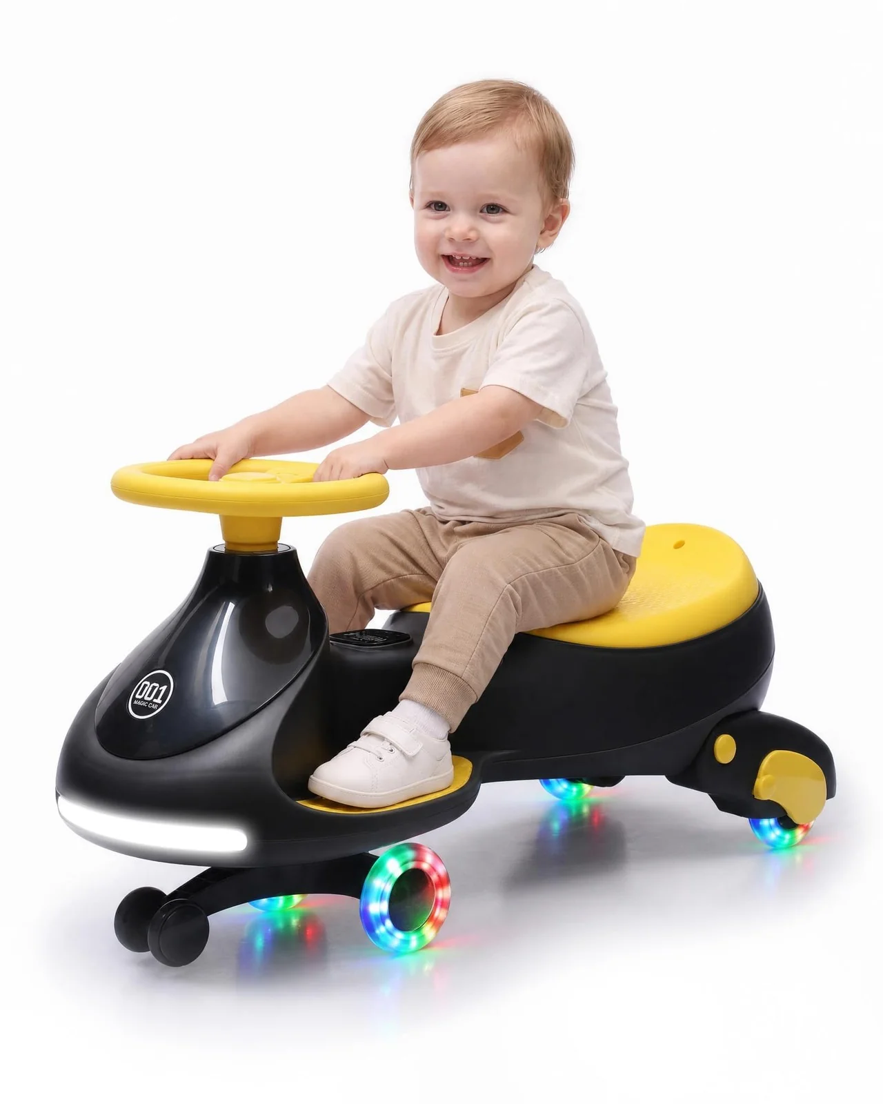 12V Dual-Function Electric Wiggle Car for Kids with Pedal, 360-Degree Steering, and Flashing Wheel - Image 3