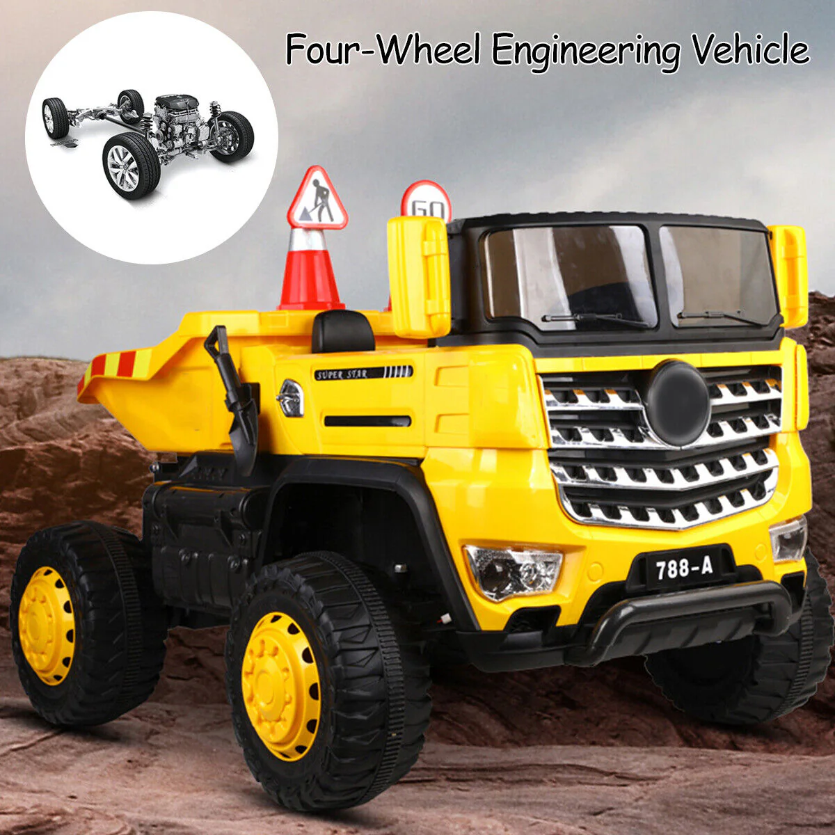 12V 2-Passenger Ride On Dump Truck with Remote Controlled Electric Construction Vehicle - Image 6