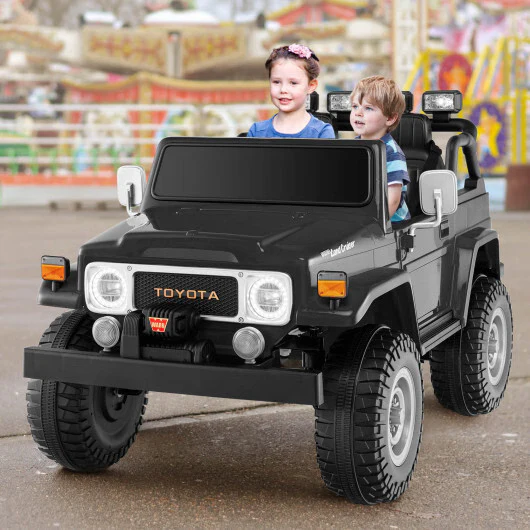 12V Dual-Seater Licensed Kids Toyota FJ40 Ride-On Car with 2.4G Remote Control - Black - Image 2