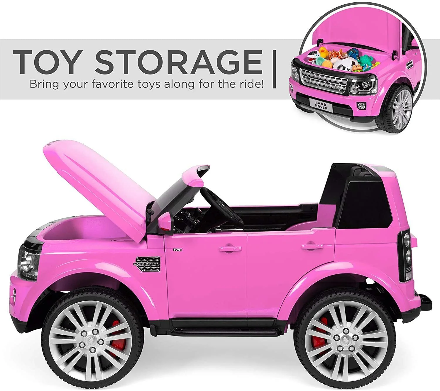 12V 2-Seater Authorized Land Rover Children's Girls Ride On SUV Vehicle Lights, Remote Control - Pink - Image 3