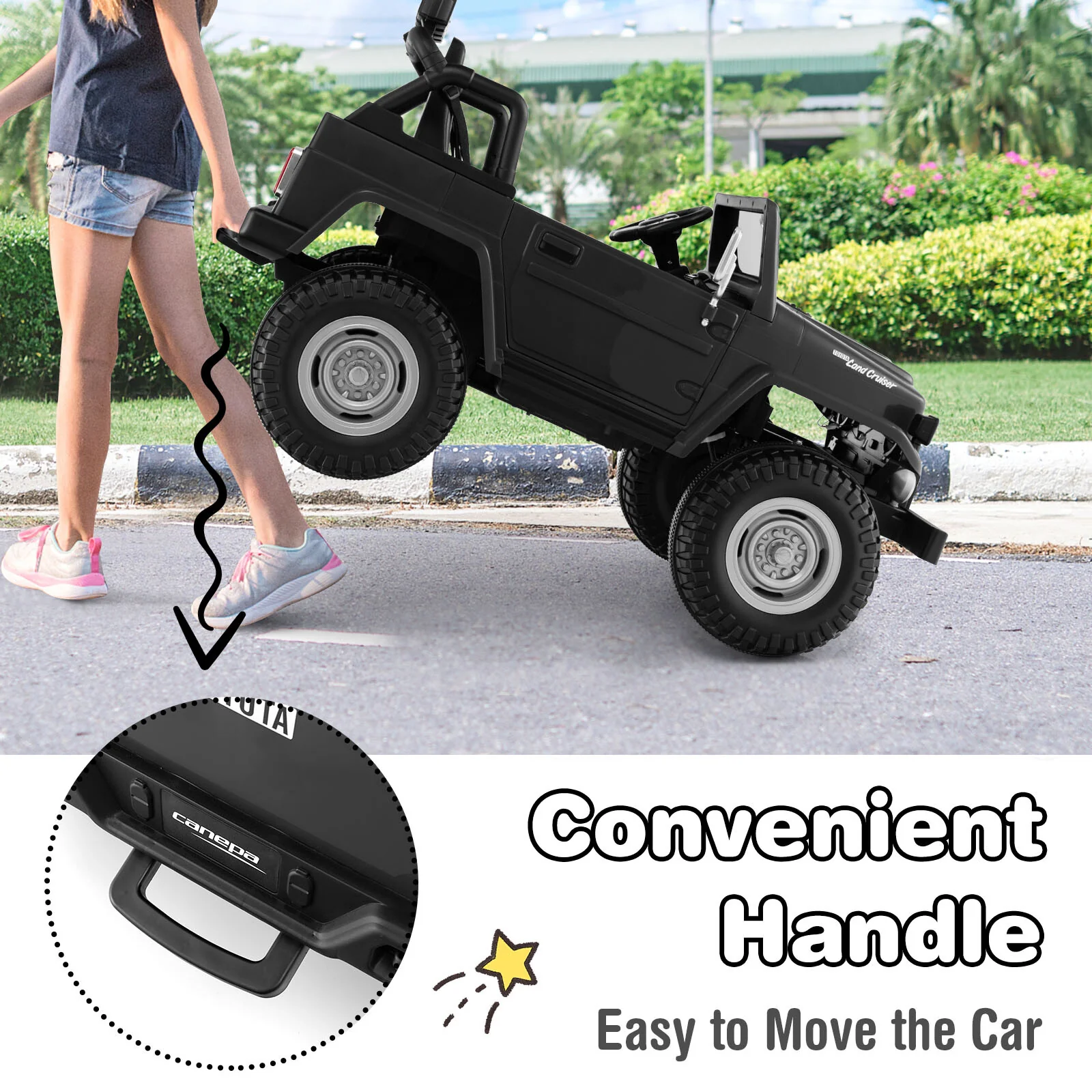 12V 2-Seater Battery-Powered Ride-On Car with 3-Point Seat Belts and Doors, Black - Image 8