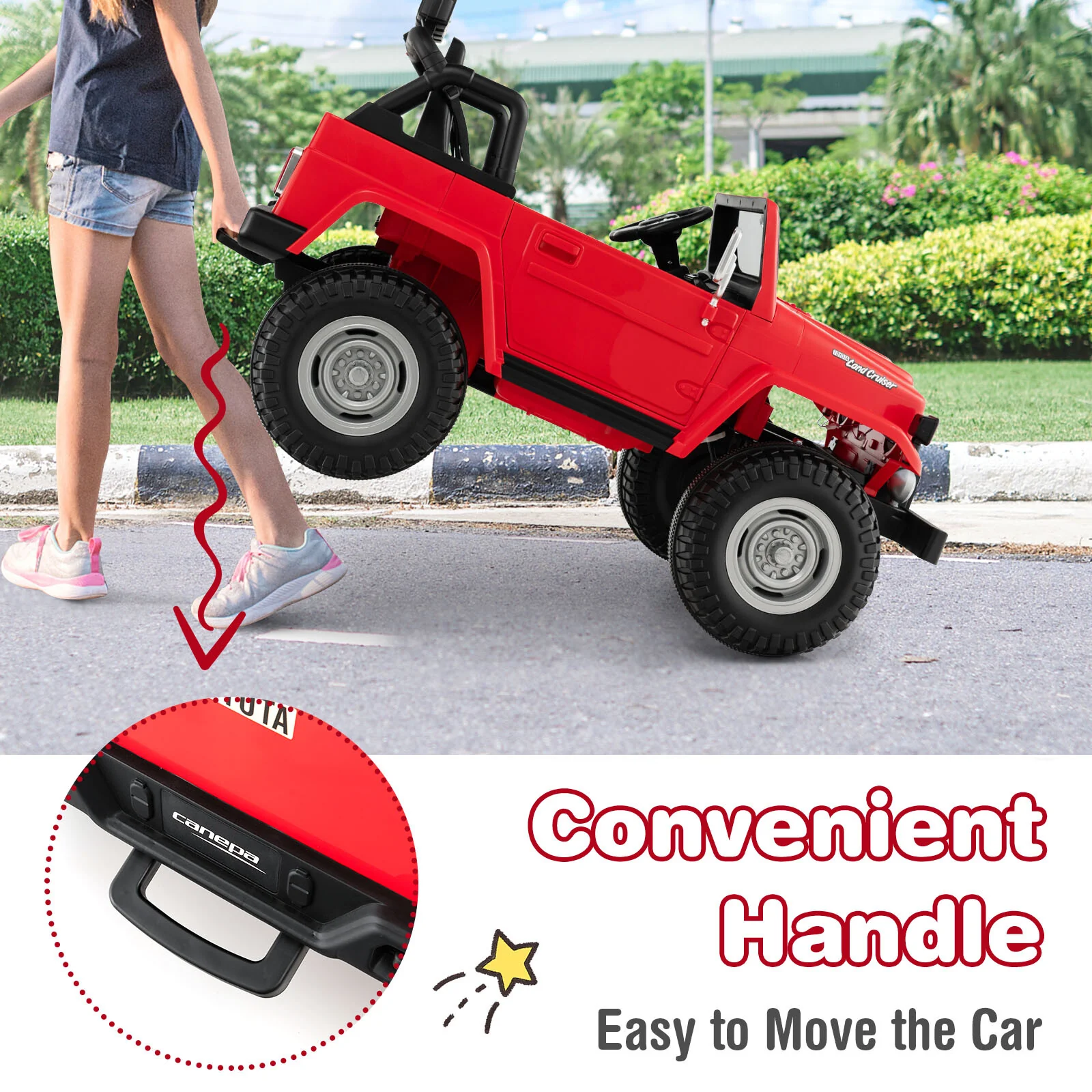 12V 2-Seater Battery Powered Ride-On Car with 3-Point Seat Belts and Doors Red - Image 8