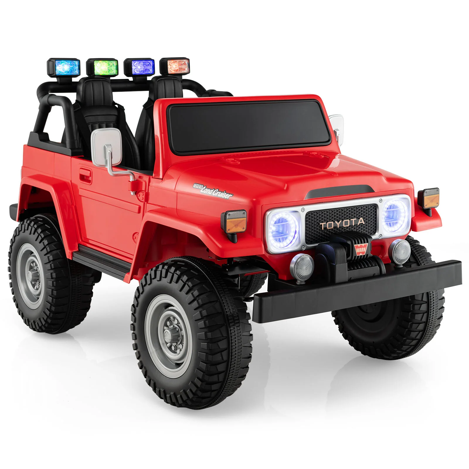 12V 2-Seater Battery Powered Ride-On Car with 3-Point Seat Belts and Doors Red - Image 9