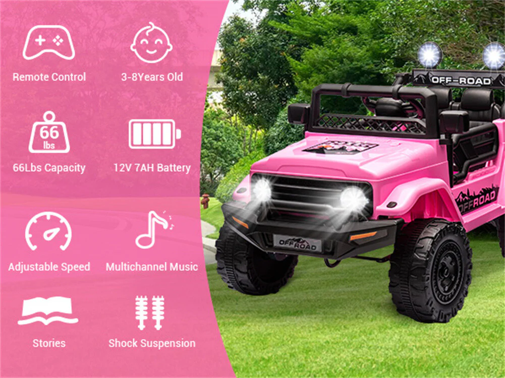 12V 2-Seater Electric Ride-On Jeep Truck for Kids with Remote Control - Image 11