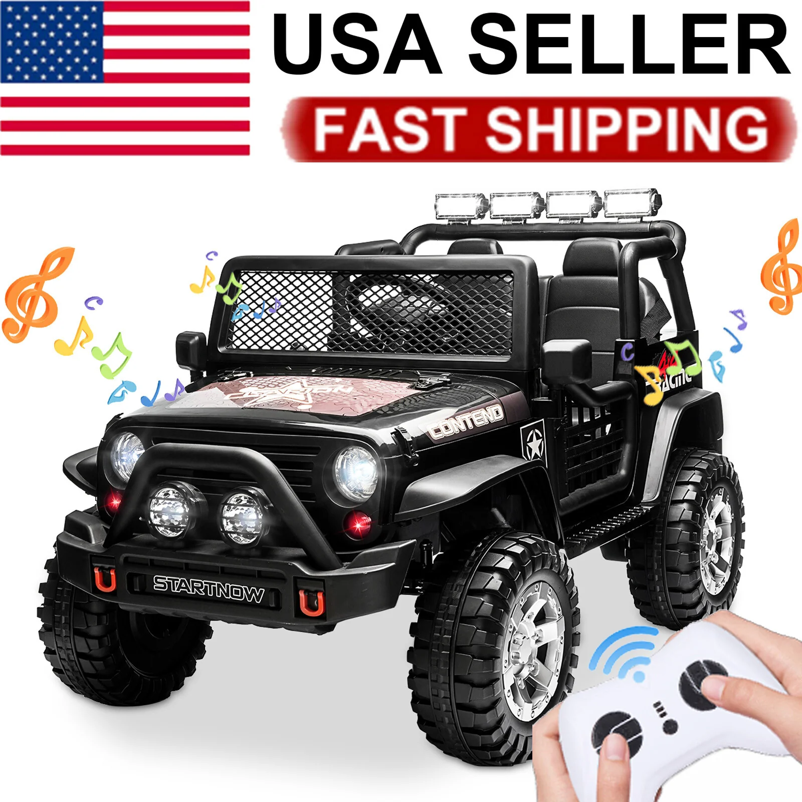 12V Electric 2-Seater Kids Ride-On Jeep Truck with Remote Control