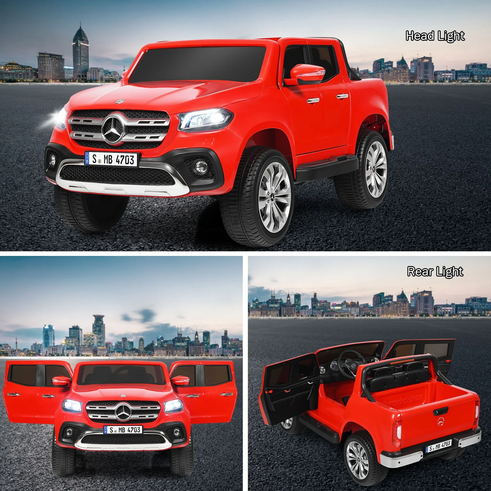 12V 2-Seater Kids Ride-On Car Licensed Mercedes Benz X-Class RC with Trunk Red - Image 10