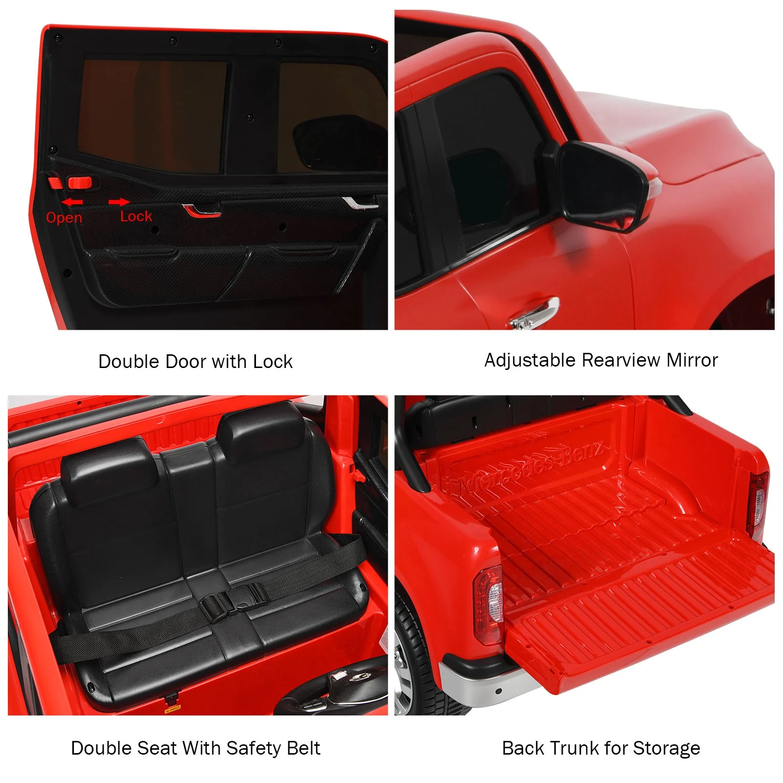 12V 2-Seater Kids Ride-On Car Licensed Mercedes Benz X-Class RC with Trunk Red - Image 11