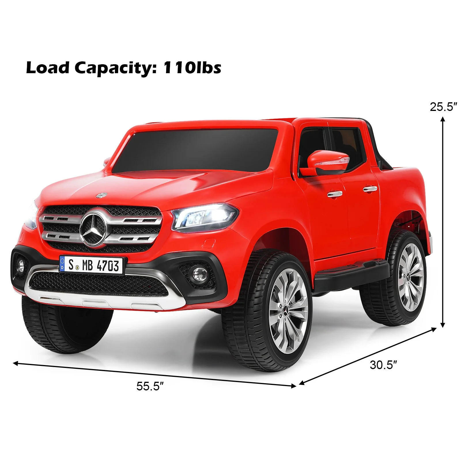 12V 2-Seater Kids Ride-On Car Licensed Mercedes Benz X-Class RC with Trunk Red - Image 2
