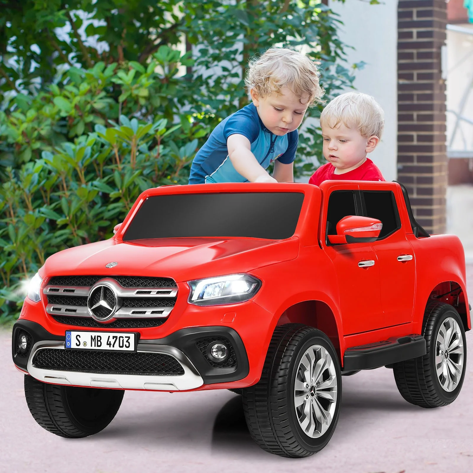 12V 2-Seater Kids Ride-On Car Licensed Mercedes Benz X-Class RC with Trunk Red - Image 3