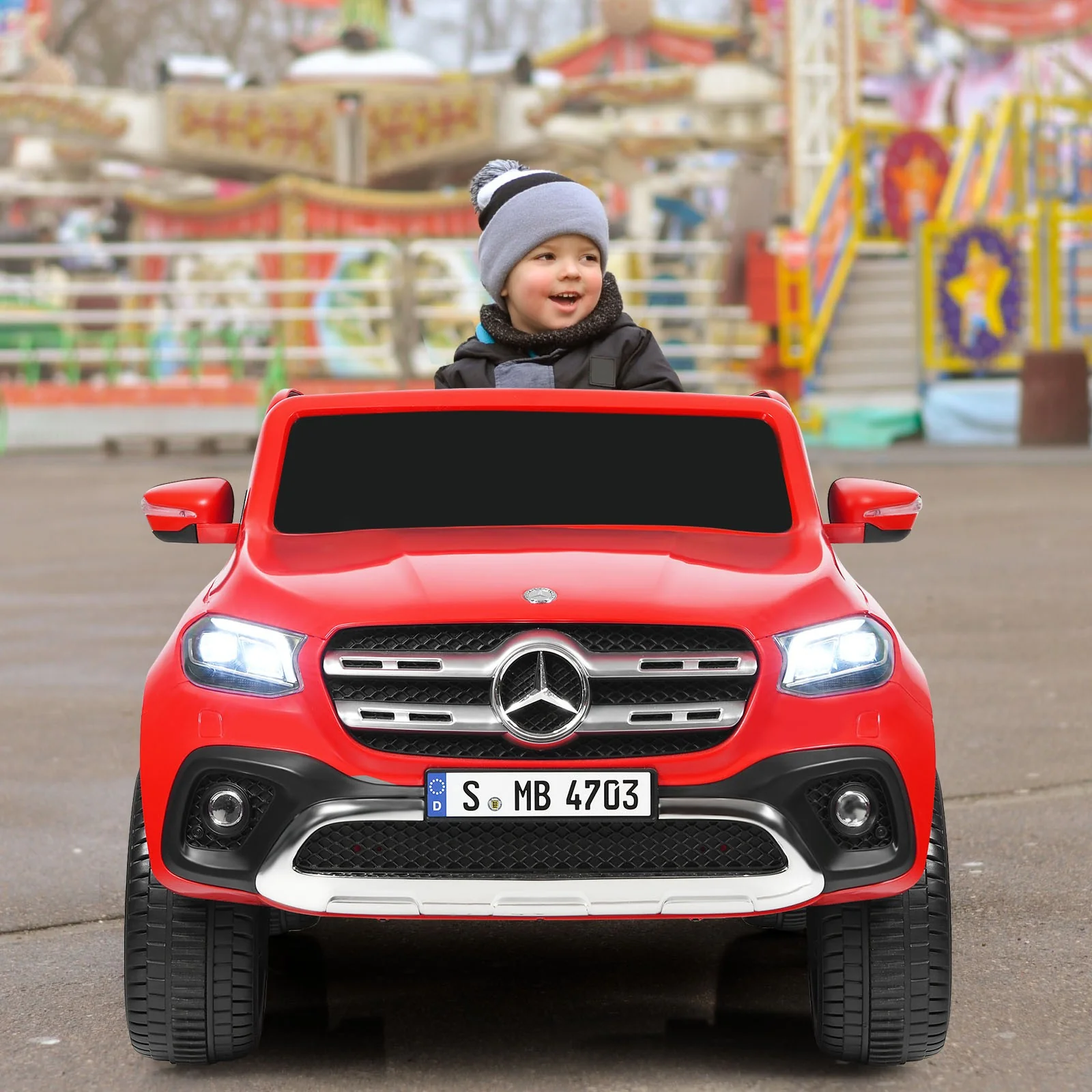 12V 2-Seater Kids Ride-On Car Licensed Mercedes Benz X-Class RC with Trunk Red - Image 4