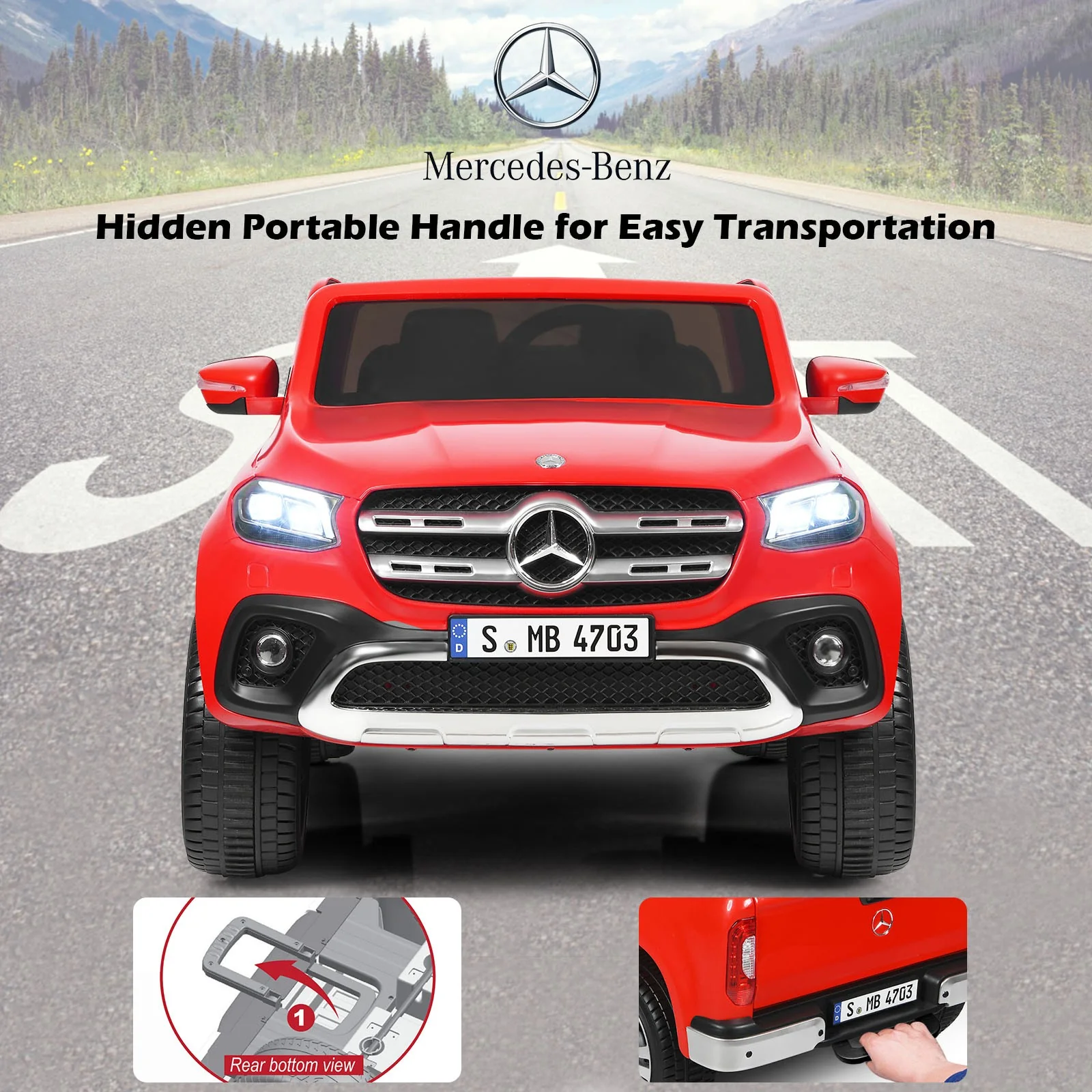 12V 2-Seater Kids Ride-On Car Licensed Mercedes Benz X-Class RC with Trunk Red - Image 5