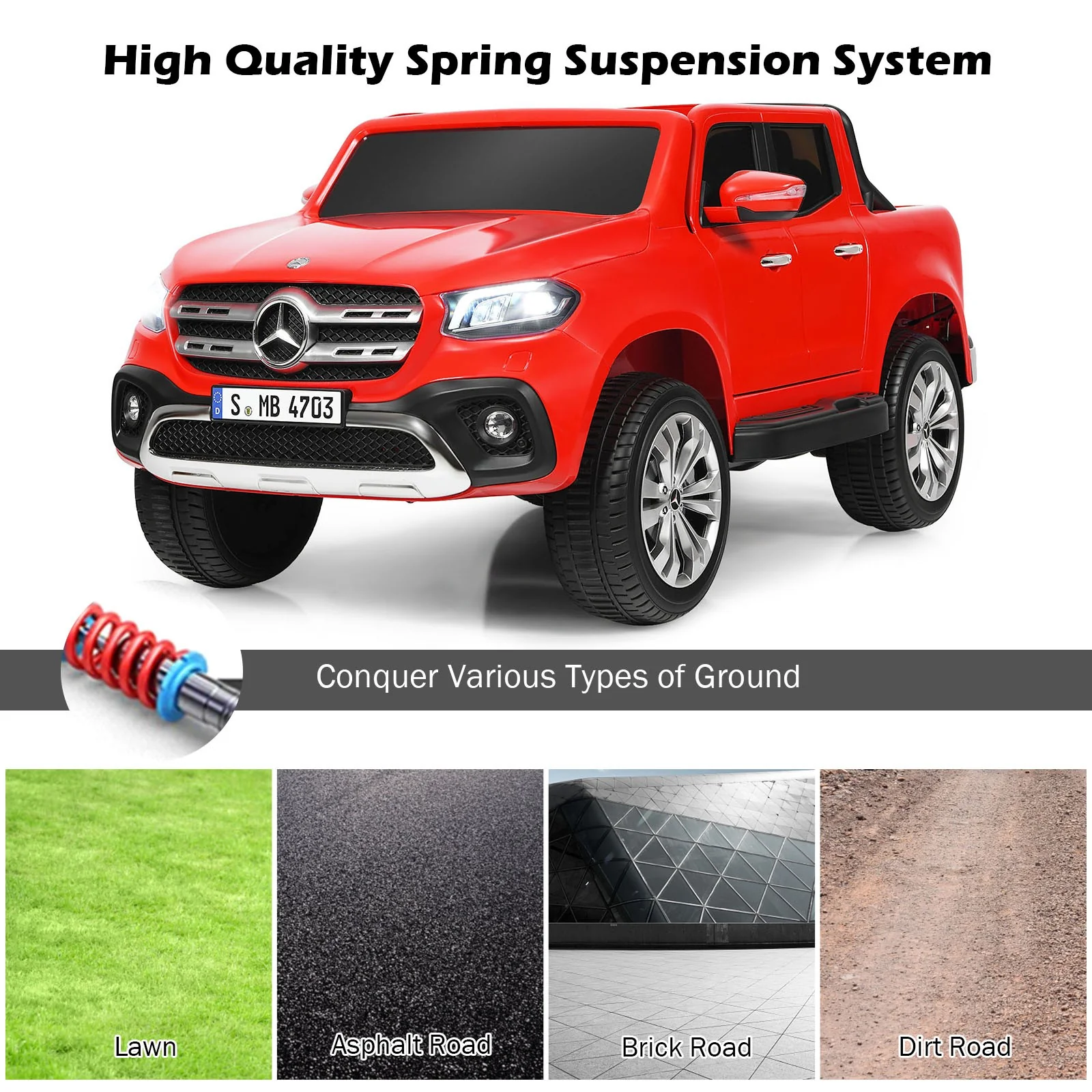 12V 2-Seater Kids Ride-On Car Licensed Mercedes Benz X-Class RC with Trunk Red - Image 6