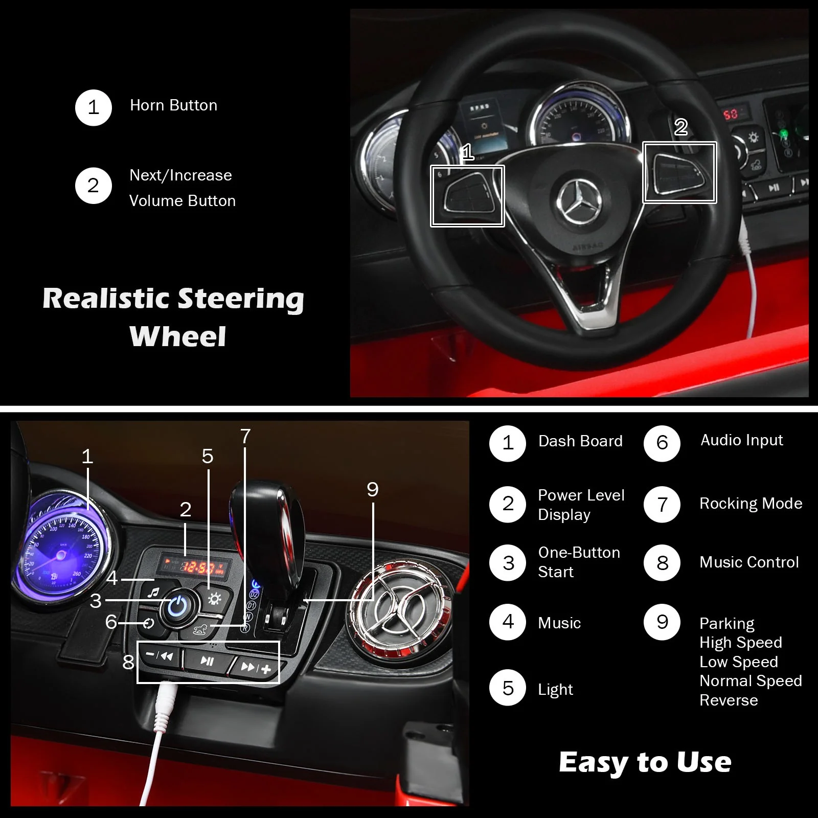 12V 2-Seater Kids Ride-On Car Licensed Mercedes Benz X-Class RC with Trunk Red - Image 9