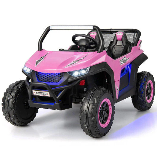 12V 2-Seater Kids Ride-On UTV with Slow Start and Music Pink - Image 6
