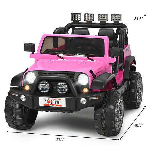 12V 2-Seater Ride-On Truck with Remote Control and Storage Compartment Pink - Image 5
