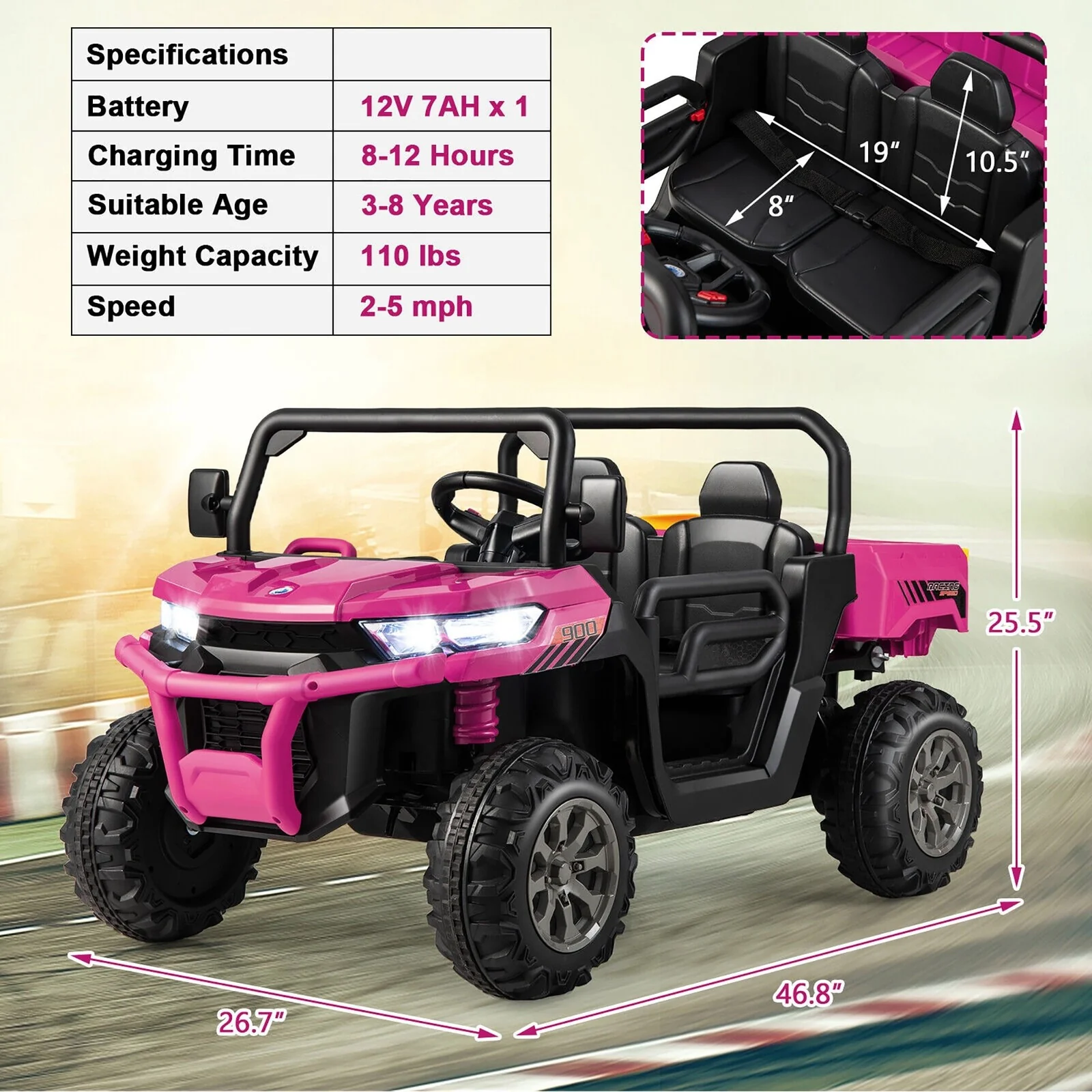 12V 2-Seater Electric Ride-On UTV Dump Truck with Remote Control and Dump Bed - Image 5