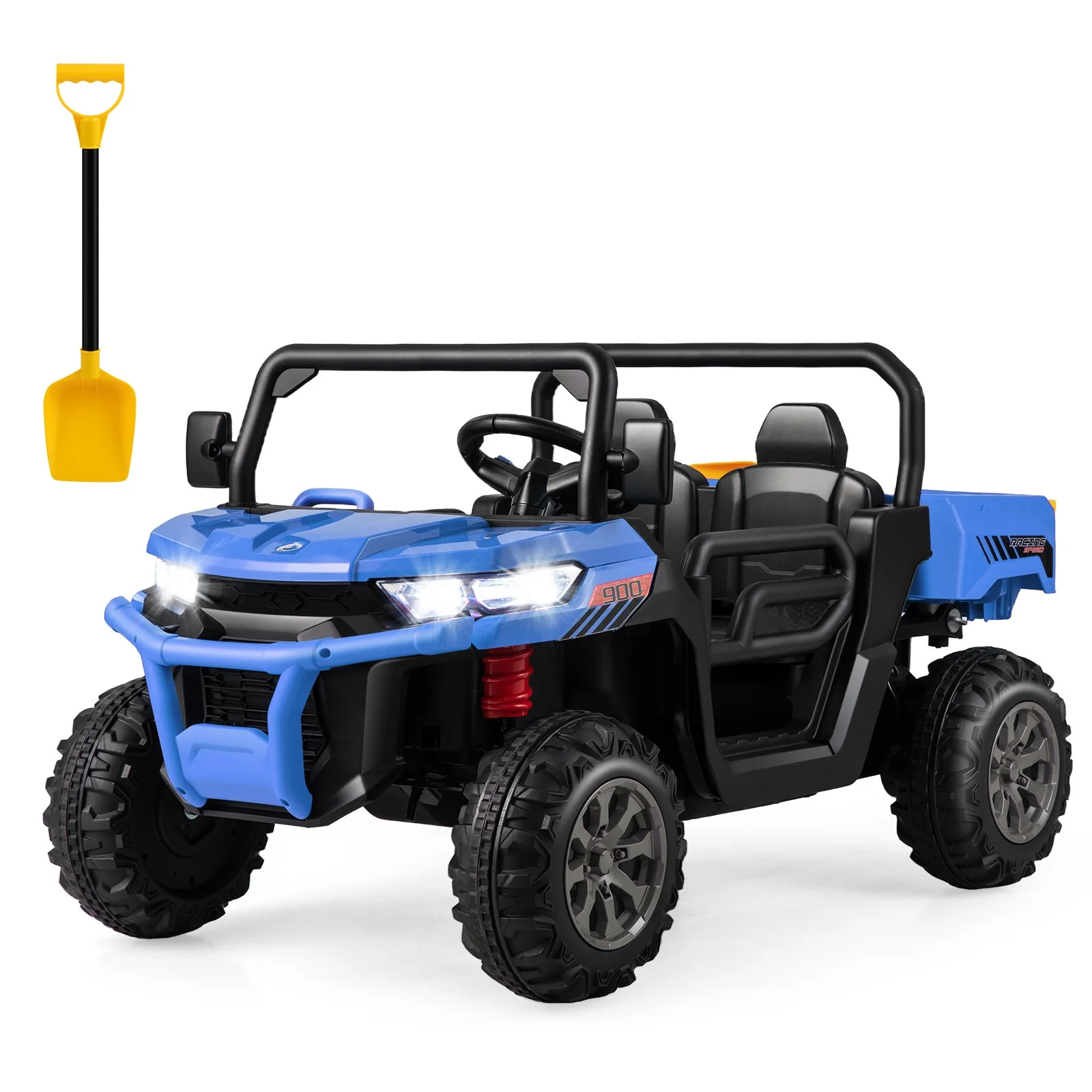 12V 2-Seater Electric Ride-On UTV Dump Truck with Remote Control, Dump Bed, and Shovel - Blue - Image 12