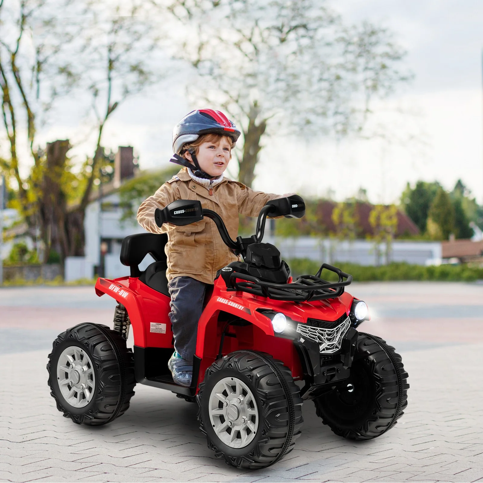 12V Electric Kids Ride-On ATV 4 Wheeler Quad with 2 Speeds MP3 and Headlights Red - Image 3
