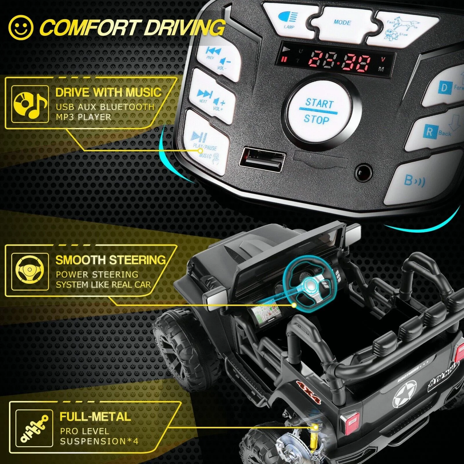 12V/24V Electric Jeep Truck ATV Ride-On Toy with Parental Remote Control for Kids - Image 116