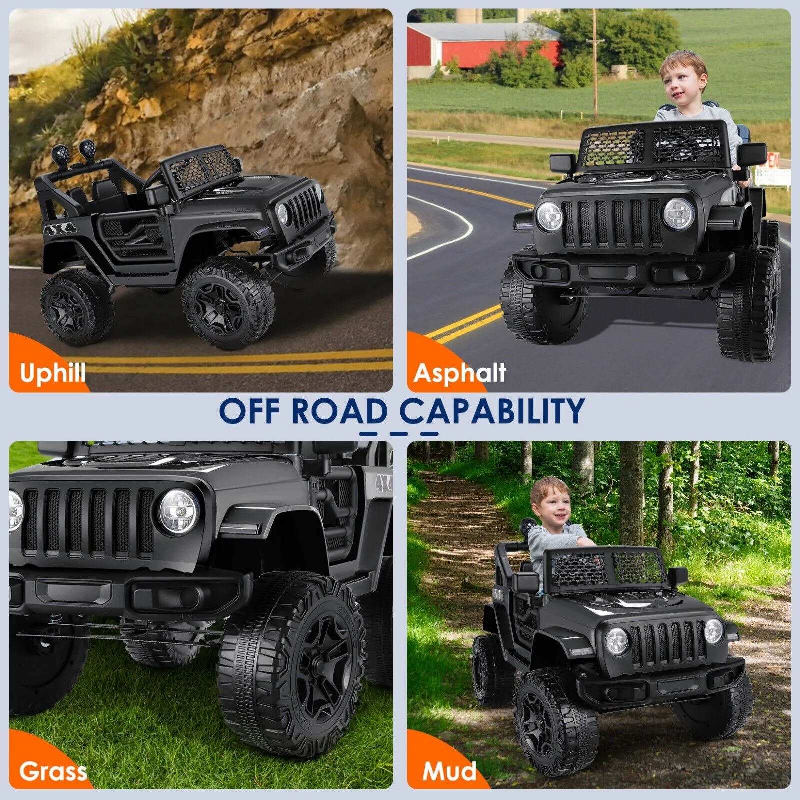 12V/24V Electric Ride On Jeep Toy Car with USB, Bluetooth, and Remote Control for Kids - Image 47
