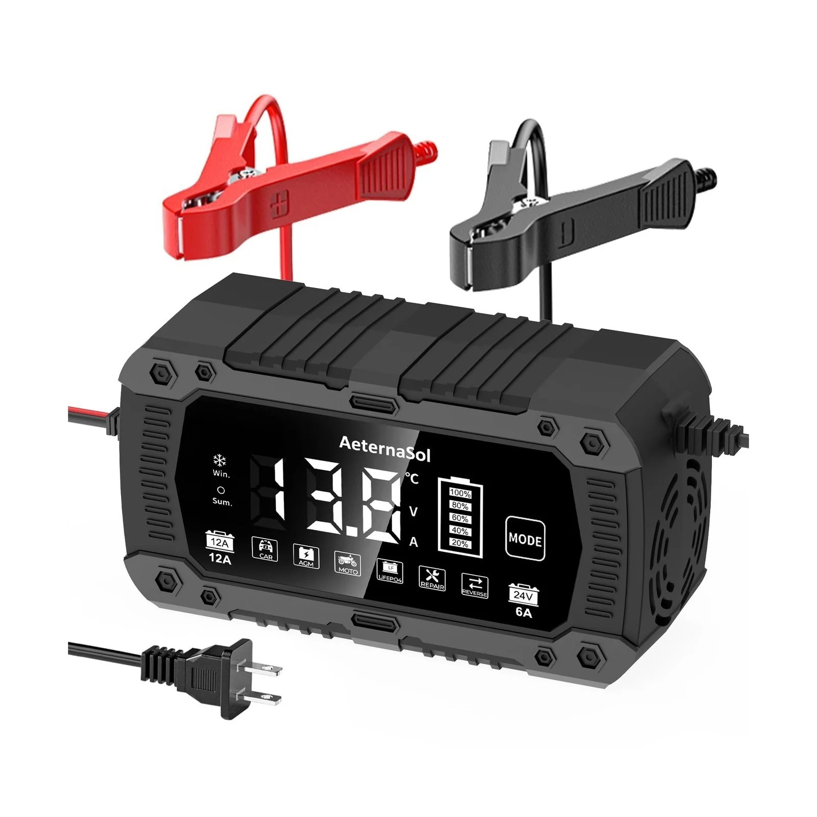 12A Automatic Smart Battery Charger for 12V and 24V Systems
