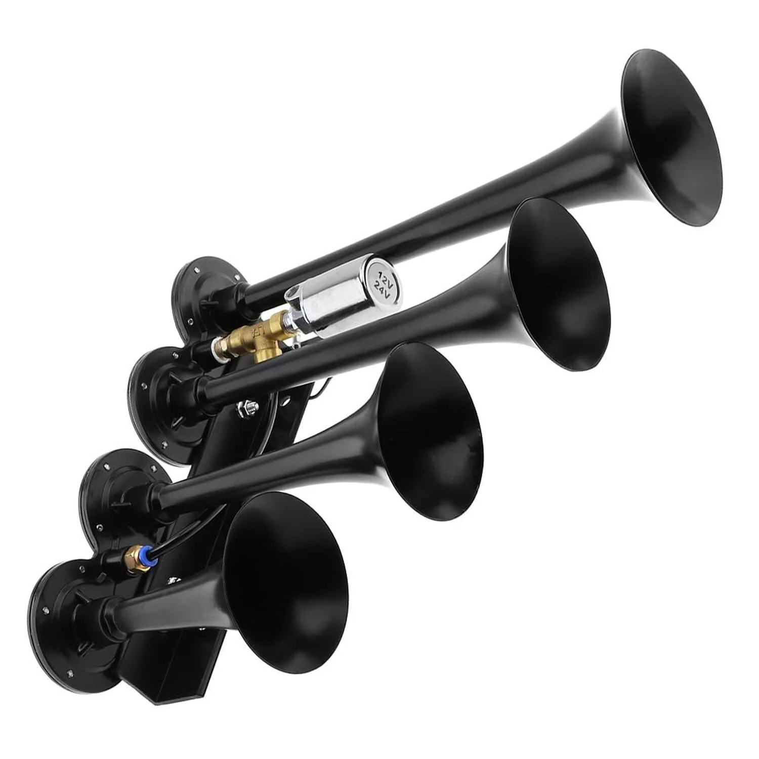 12V/24V Truck and Train Air Horn, 185dB Loud Four Trumpet Air Horn for Cars - Image 7