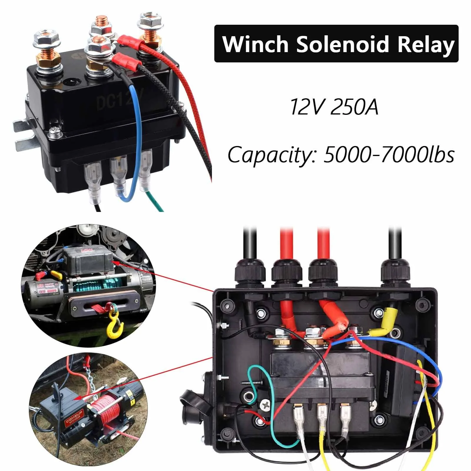 12V 250A Winch Solenoid Relay Contactor for ATV UTV Boat 5000-7000lbs Winch - Image 4