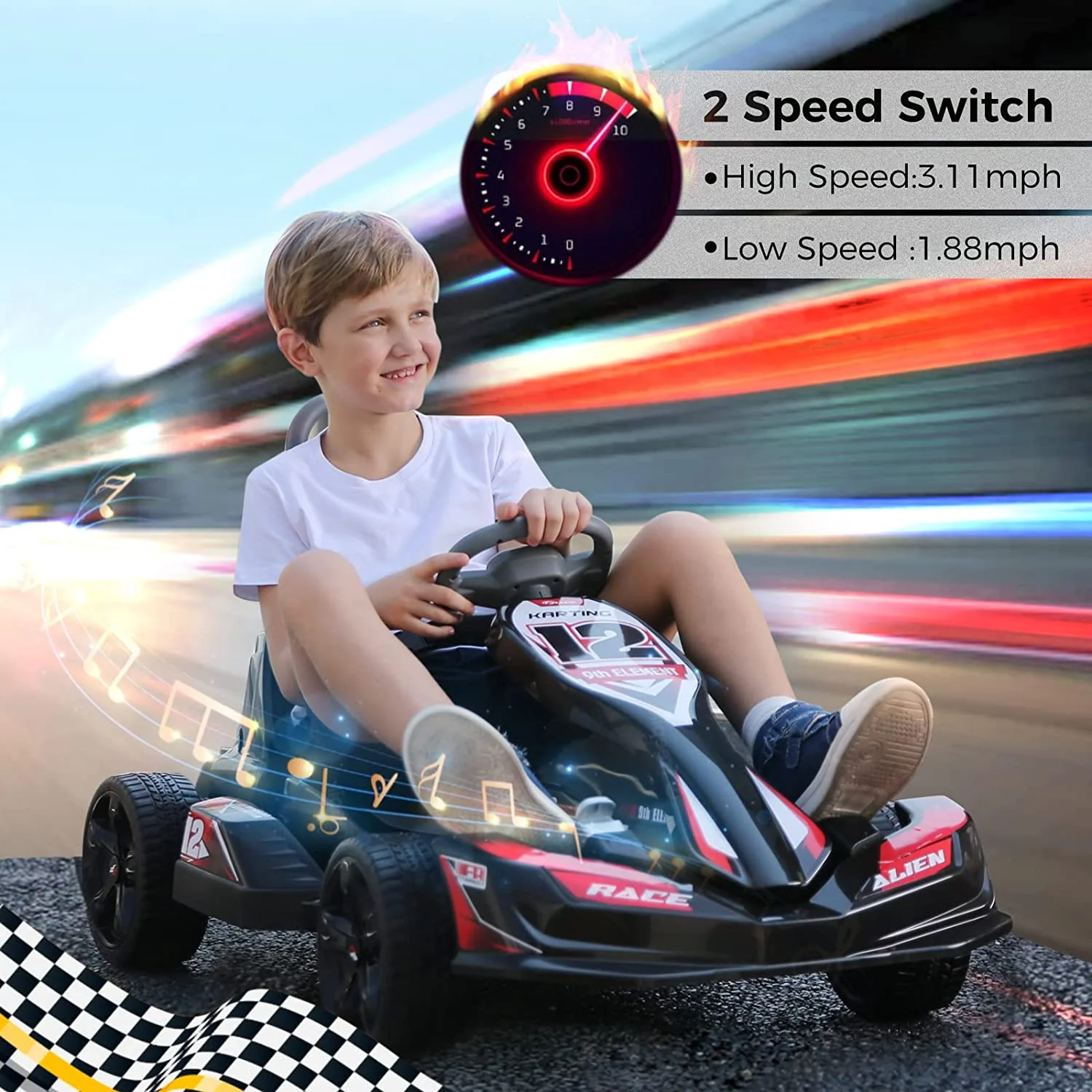 12V 2WD Electric Go Kart for Kids with Parent Remote Control - Battery Powered Ride On Car - Image 3