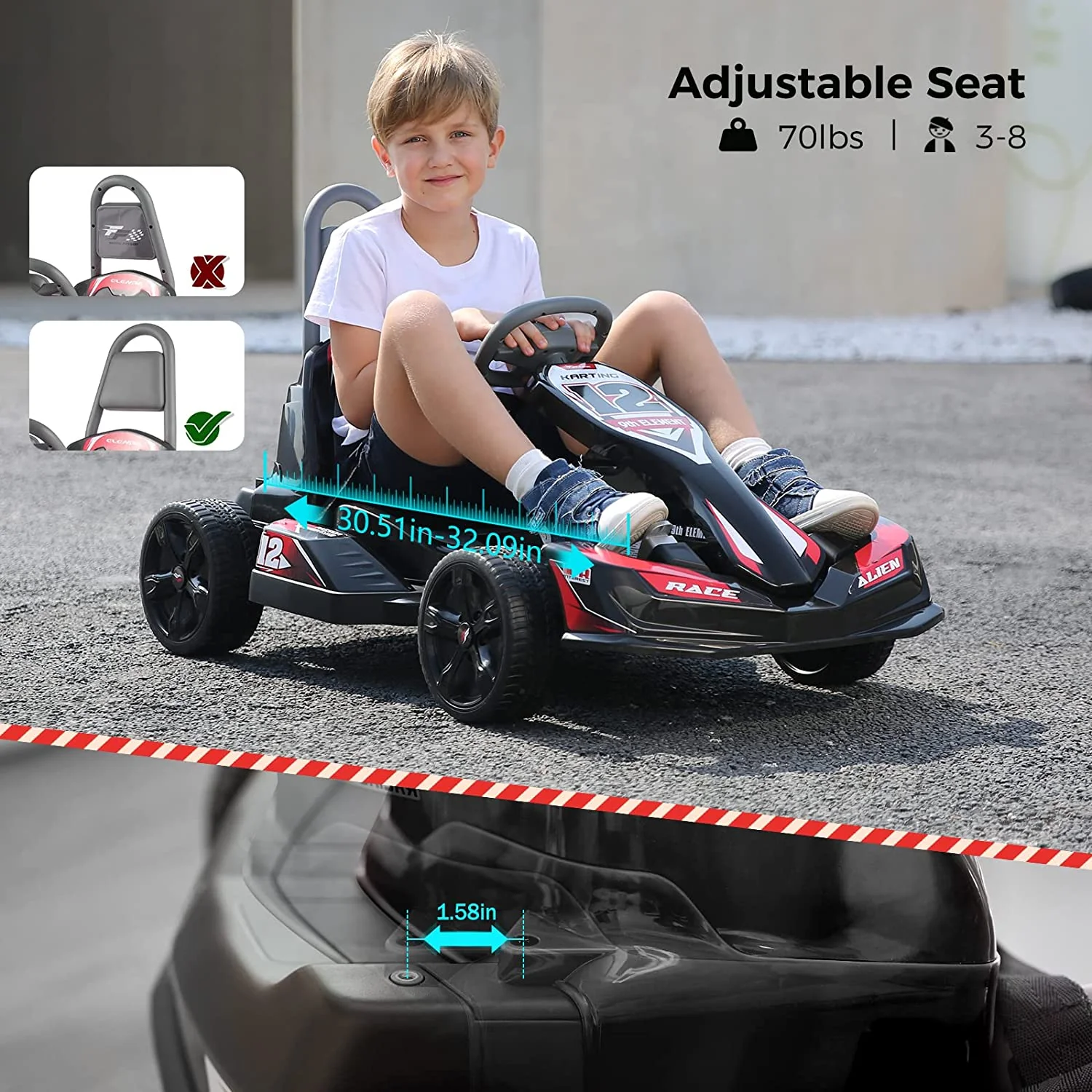 12V 2WD Electric Go Kart for Kids with Parent Remote Control - Battery Powered Ride On Car - Image 4