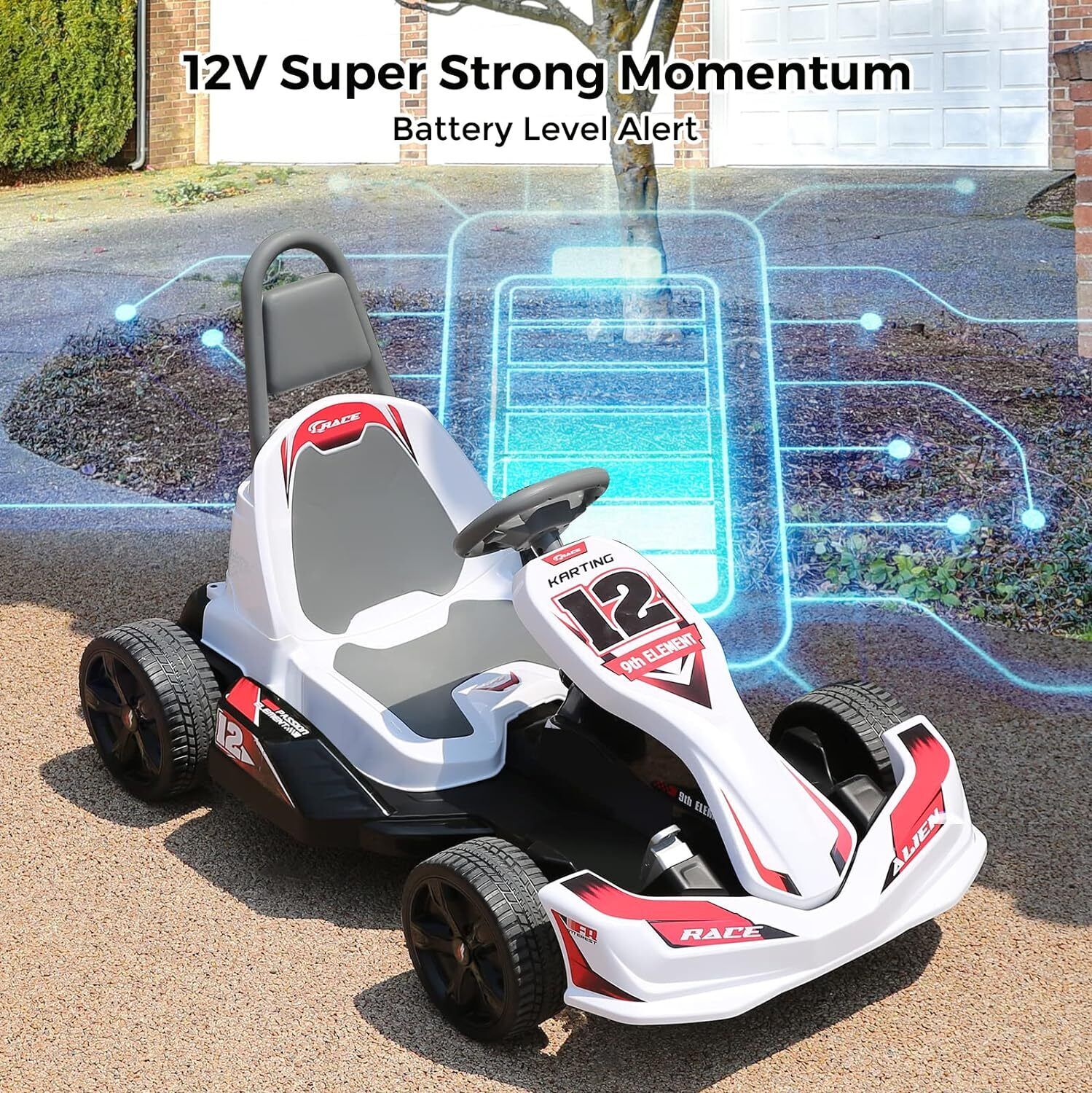 12V 2WD Electric Go Kart for Kids with Remote Control and Safety Belt - Image 18