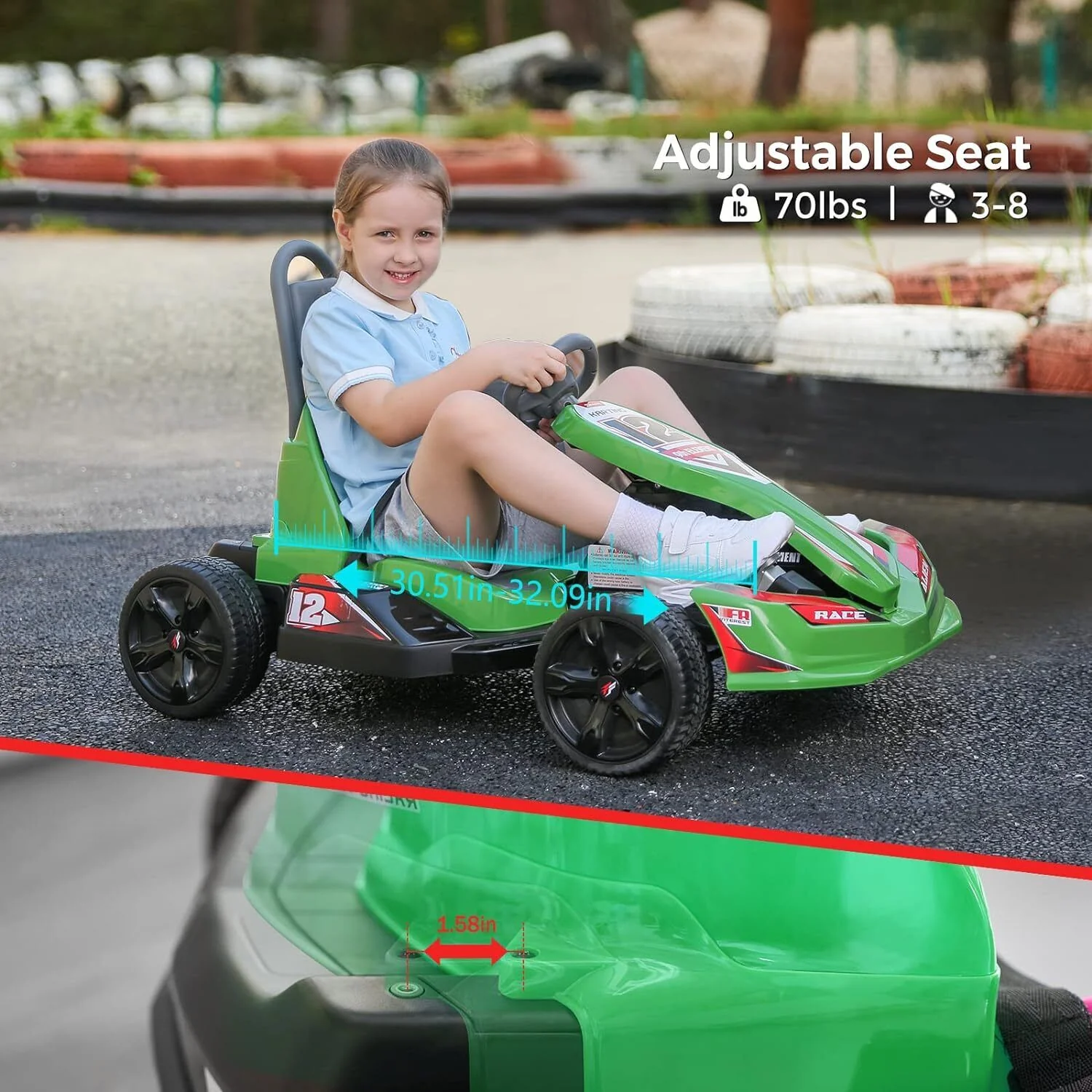 12V 2WD Electric Go Kart for Kids with Remote Control and Safety Belt - Image 42